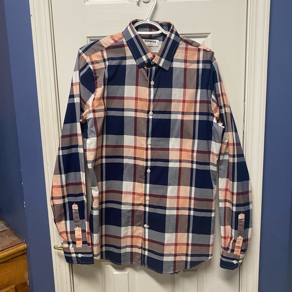 Express Men Extra Slim Collared Button Up Long Sl… - image 1